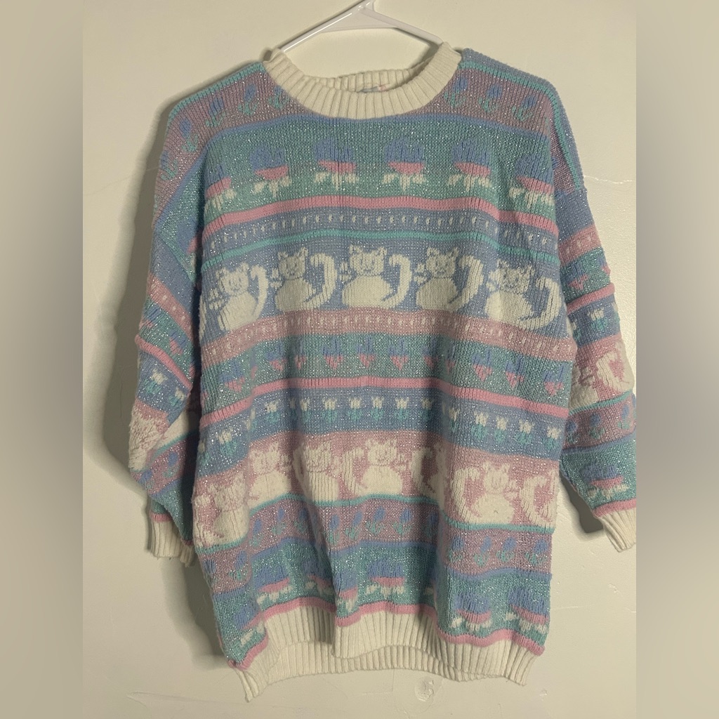 Vintage 80s Rose Brand Cat Knit Sweater Vintage 80s Rose Brand Cat Knit Sweater